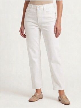Banana Republic Women's Mid Rise Straight Leg White Jeans